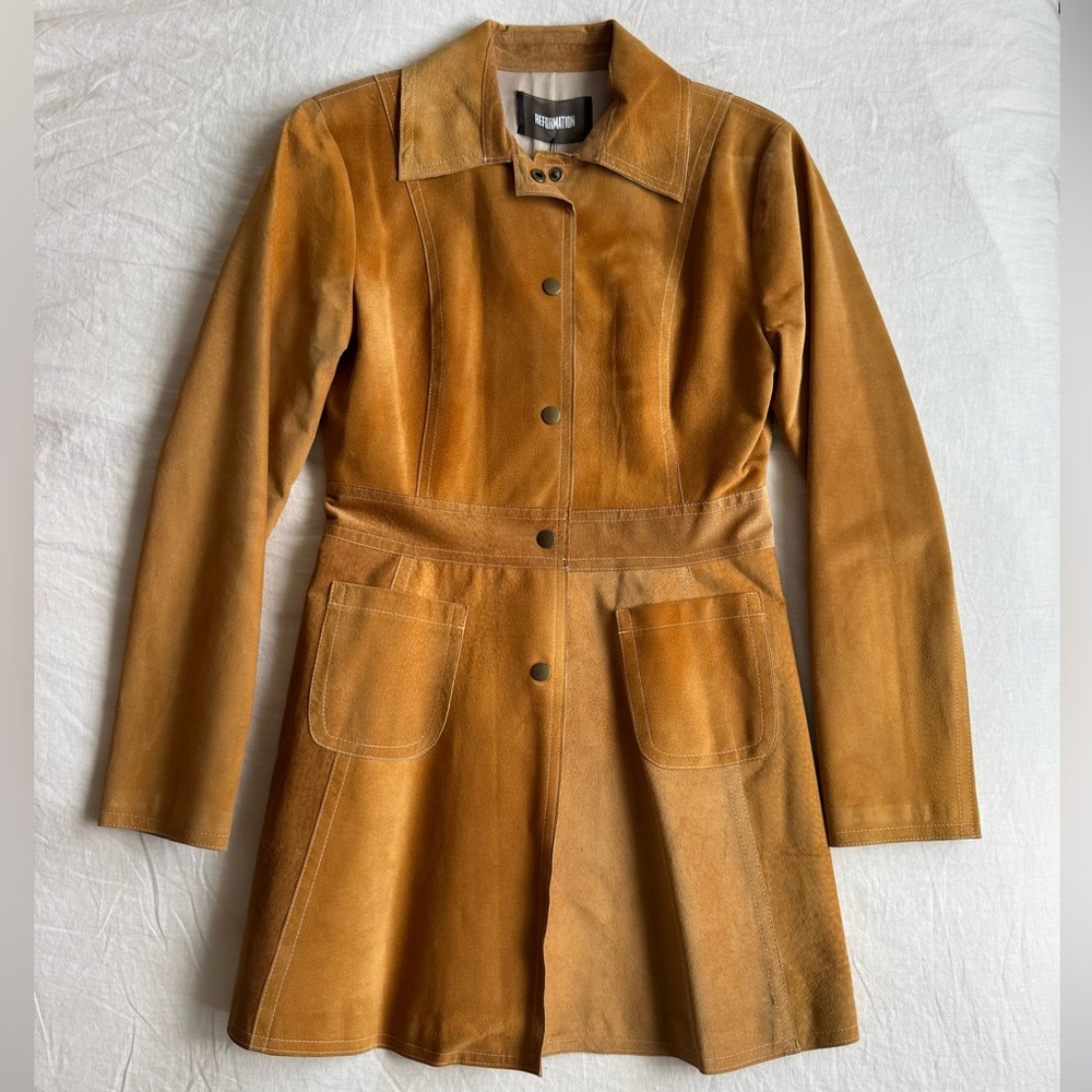Reformation Dayle Suede Jacket - Tobacco - 70s-Inspired - Size Small